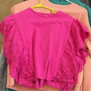 Zara Kids Pink Eyelet Ruffle Blouse